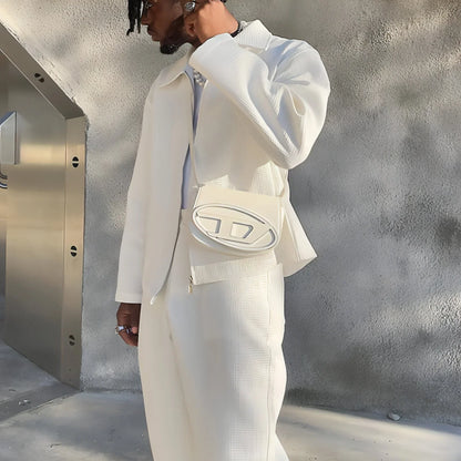 Men's Solid Color Fashion Tracksuit Top Casual Pants Two-piece Set - Which Mark