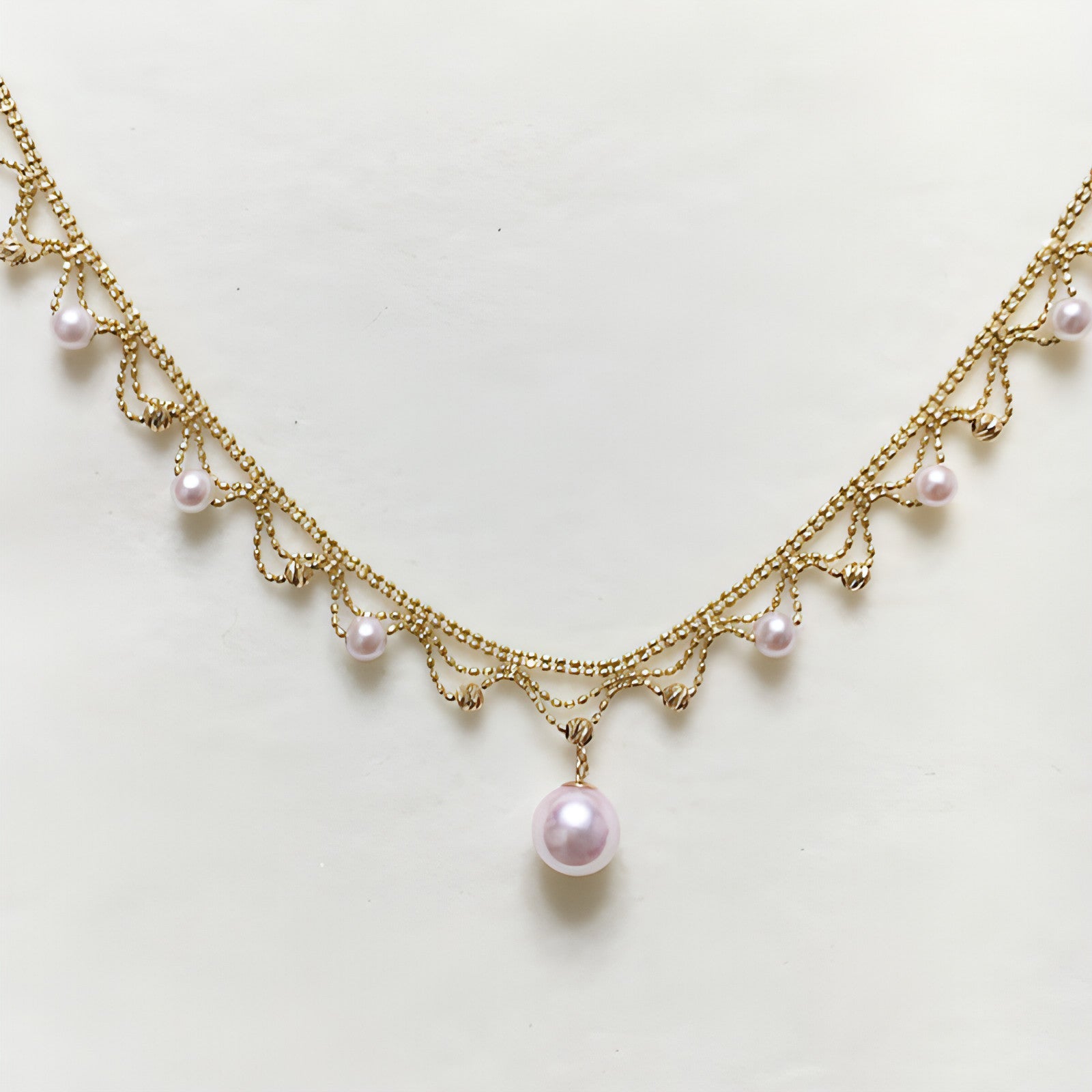 Aurora 18K Gold Lace Pearl Necklace - Sea Elegance - Which Mark
