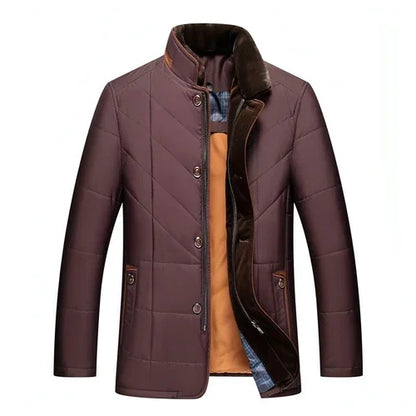 Dad's Warm Leisure Cotton-padded Coat Stand-up Collar Thick Coat Men - Which Mark