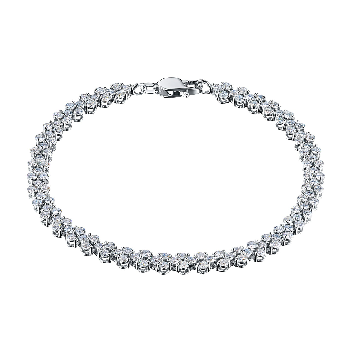 14K White Gold Bracelet with 124 Round-Cut Lab-Created Diamonds 4.337 - Which Mark
