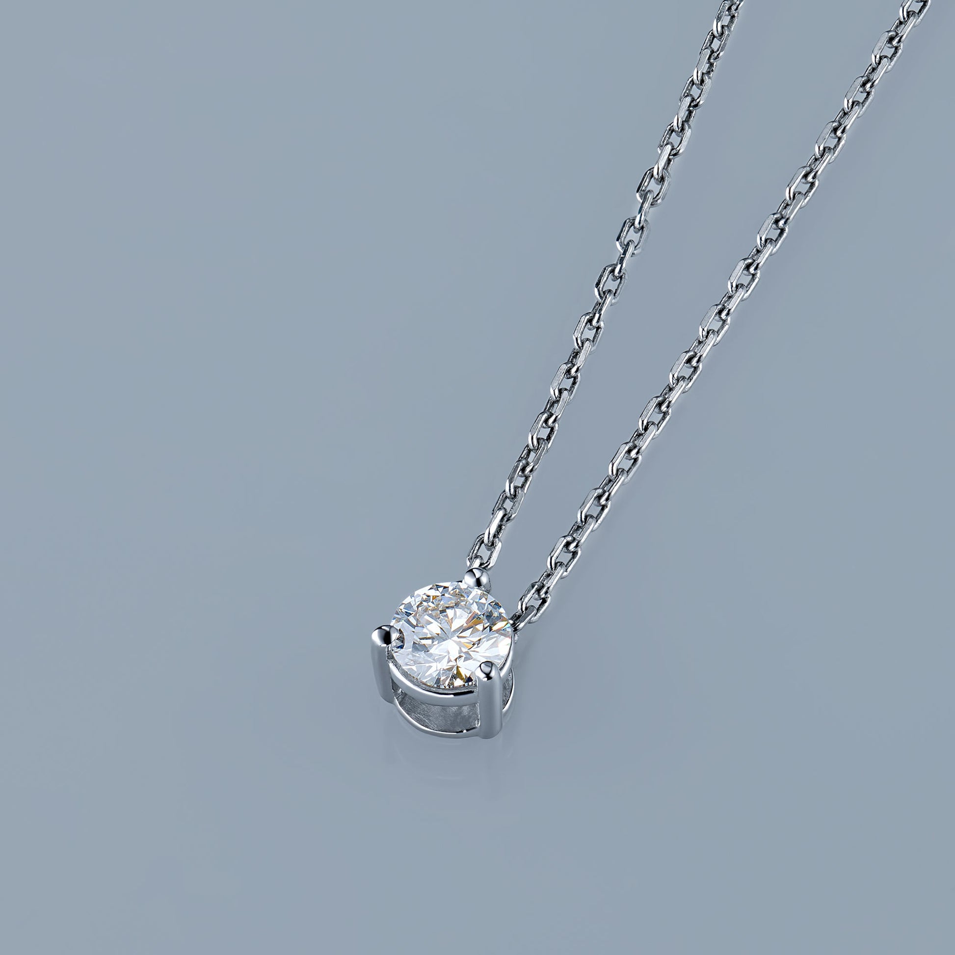 14K White Gold Pendant with 1 Round-Cut Lab-Created Diamond 0.34 CT.TW - Which Mark