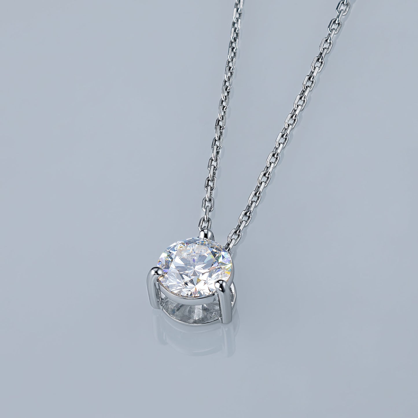 14K White Gold Pendant with 1 Round-Cut Lab-Created Diamond 1.005 - Which Mark