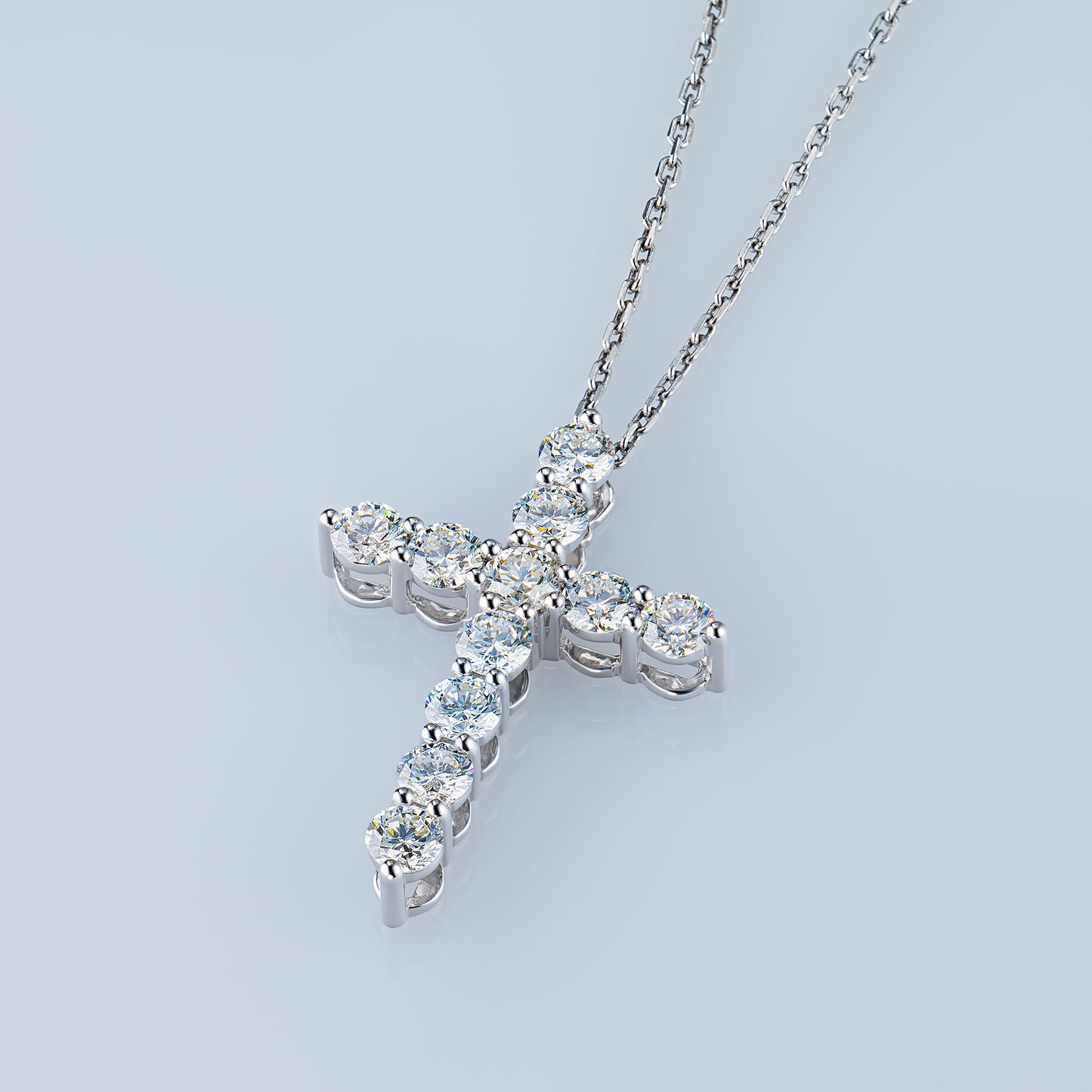 14K White Gold Pendant with 11 Round-Cut Lab-Created Diamonds 1.748 - Which Mark