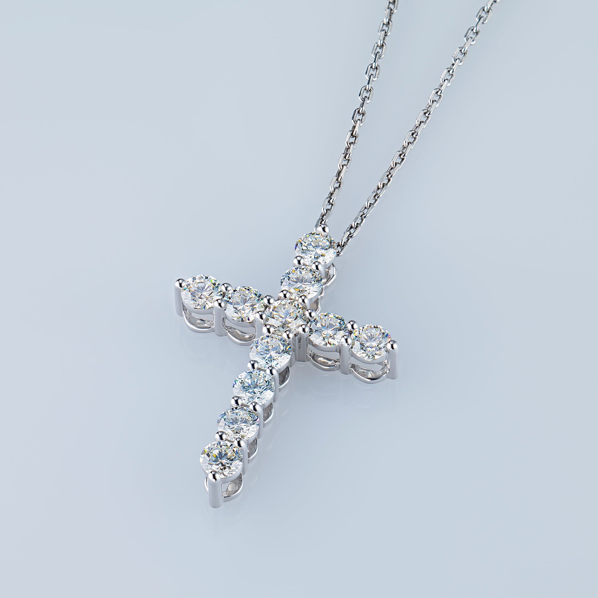 14K White Gold Pendant with 11 Round-Cut Lab-Created Diamonds 1.748 - Which Mark