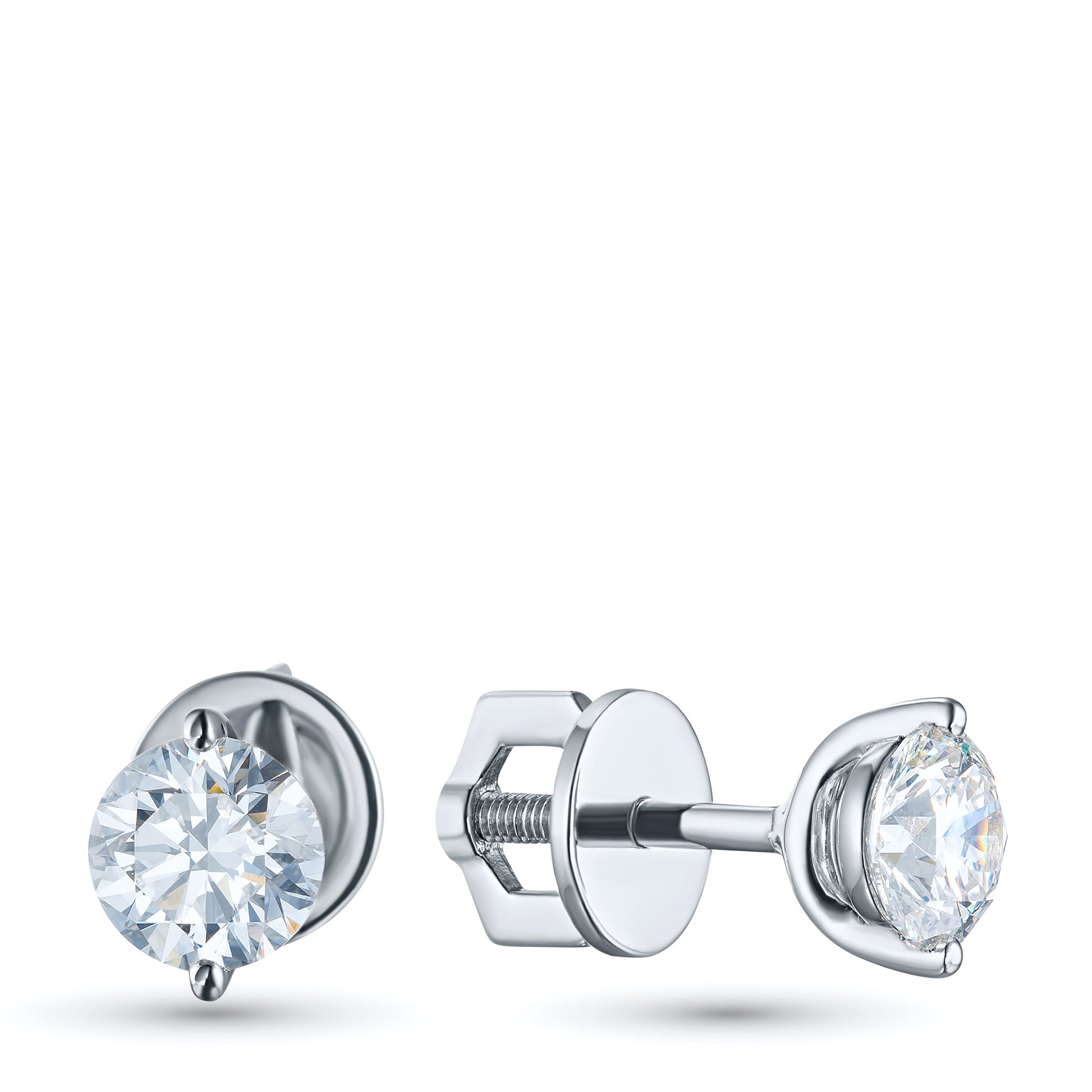 14K White Gold Earring Studs with 2 Round-Cut Lab-Created Diamonds - Which Mark