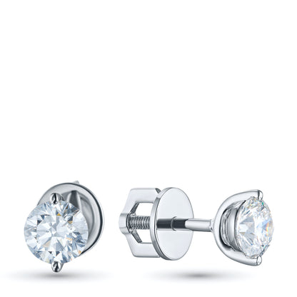 14K White Gold Earring Studs with 2 Round-Cut Lab-Created Diamonds - Which Mark