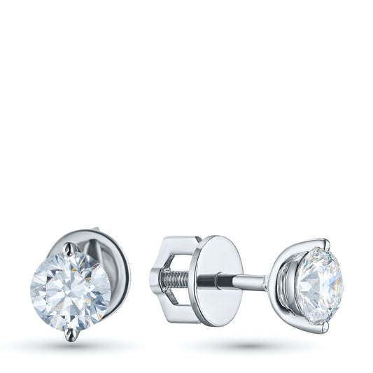 14K White Gold Earring Studs with 2 Round-Cut Lab-Created Diamonds - Which Mark