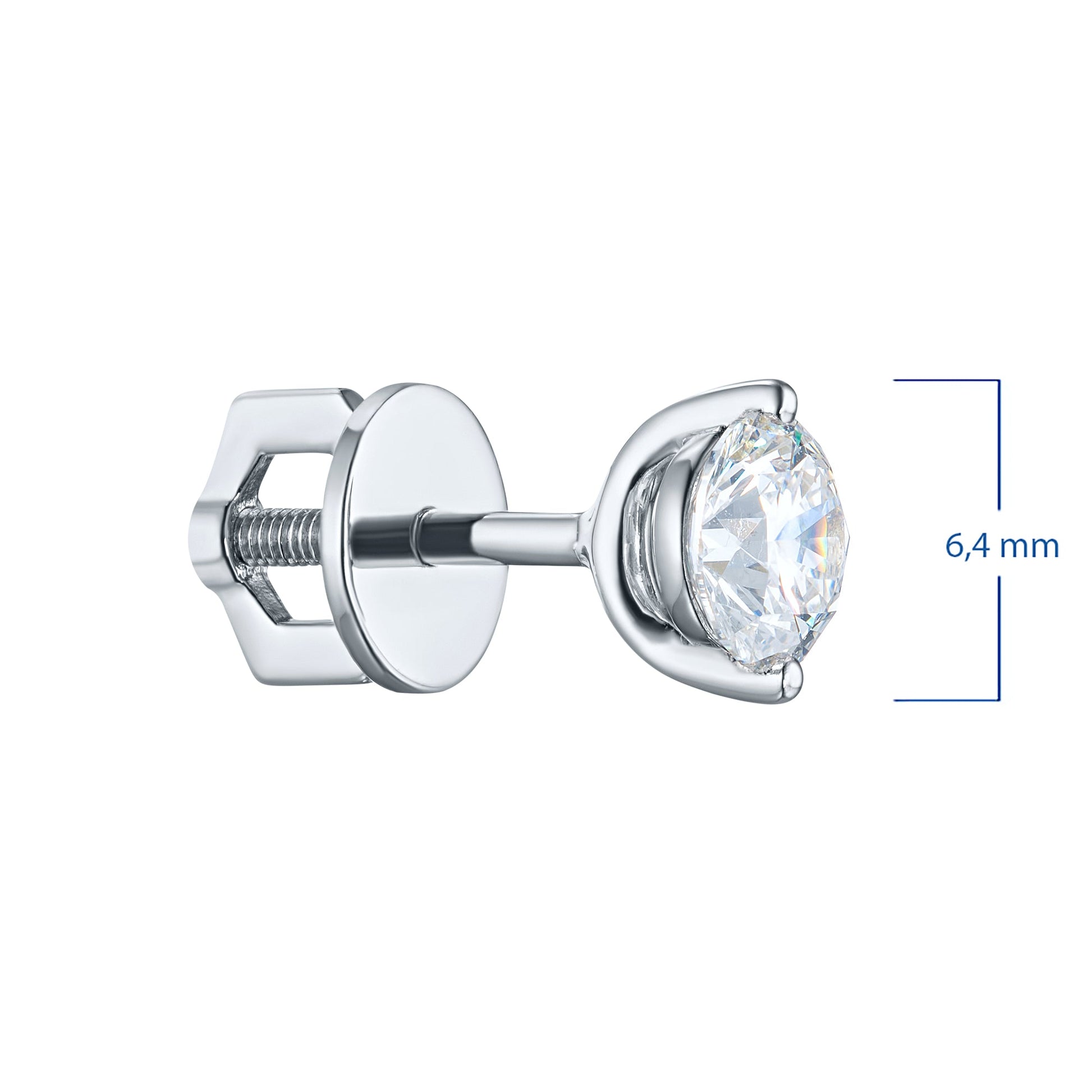 14K White Gold Earring Studs with 2 Round-Cut Lab-Created Diamonds - Which Mark