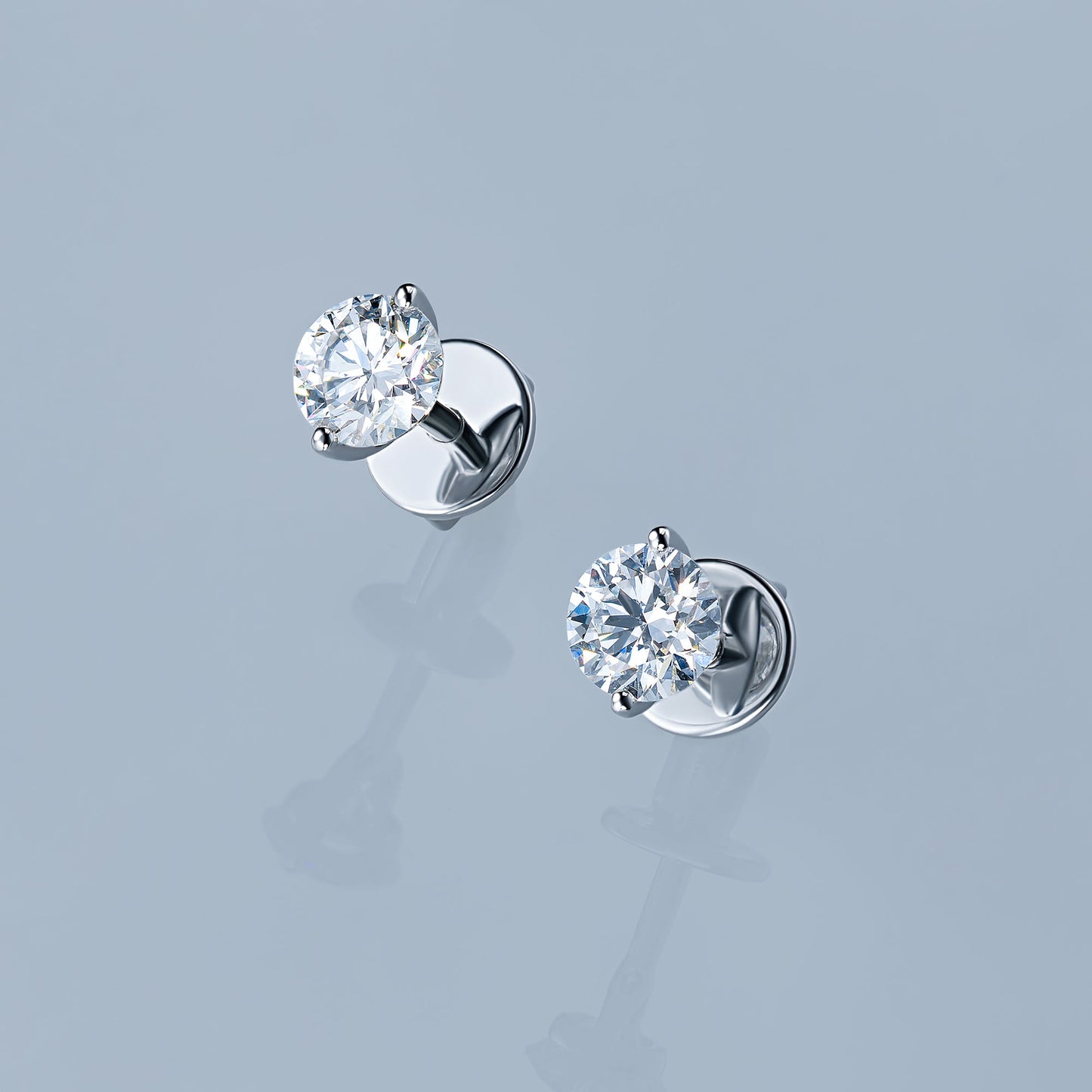 14K White Gold Earring Studs with 2 Round-Cut Lab-Created Diamonds - Which Mark