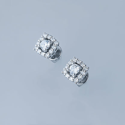 14K White Gold Earring Studs with 26 Round-Cut Lab-Created Diamonds - Which Mark