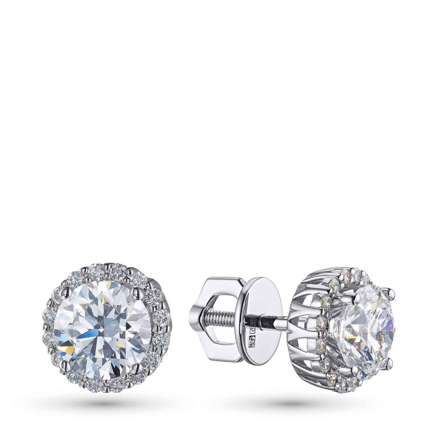 14K White Gold Earring Studs with 34 Round-Cut Lab-Created Diamonds - Which Mark