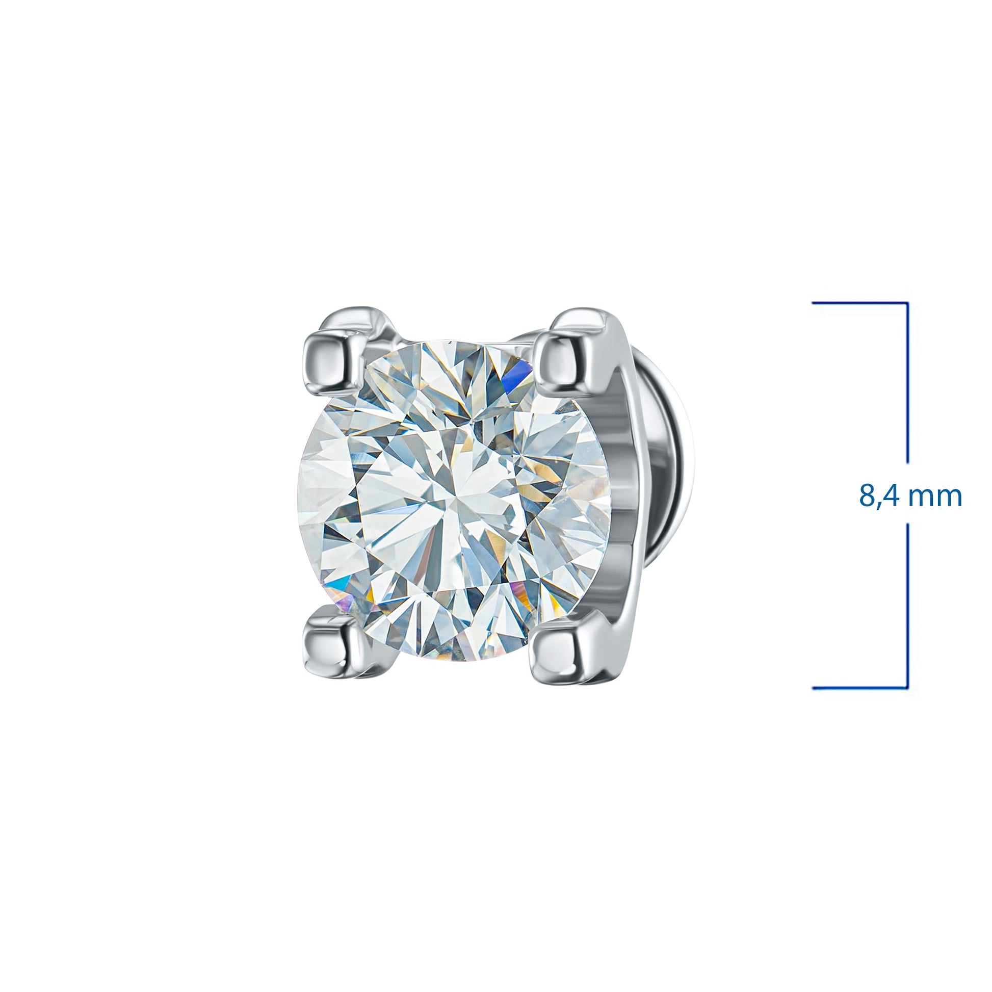 14K White Gold Earring Studs with 2 Round-Cut Lab-Created Diamonds - Which Mark
