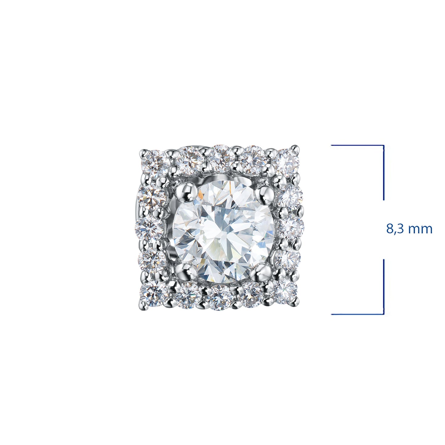 14K White Gold Earring Studs with 34 Round-Cut Lab-Created Diamonds - Which Mark