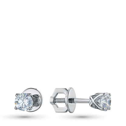 14K White Gold Earring Studs with 2 Round-Cut Lab-Created Diamonds - Which Mark