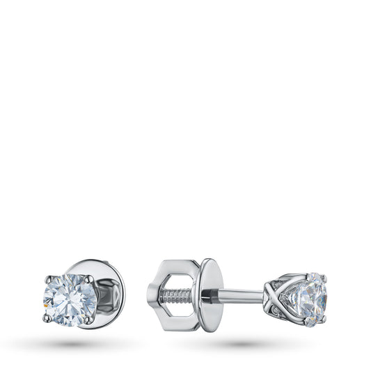 14K White Gold Earring Studs with 2 Round-Cut Lab-Created Diamonds - Which Mark