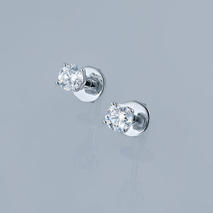 14K White Gold Earring Studs with 2 Round-Cut Lab-Created Diamonds - Which Mark