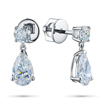 14K White Gold Earring Studs with 4 Round-Cut Lab-Created Diamonds - Which Mark