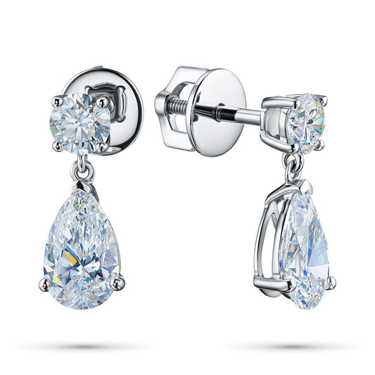 14K White Gold Earring Studs with 4 Round-Cut Lab-Created Diamonds - Which Mark