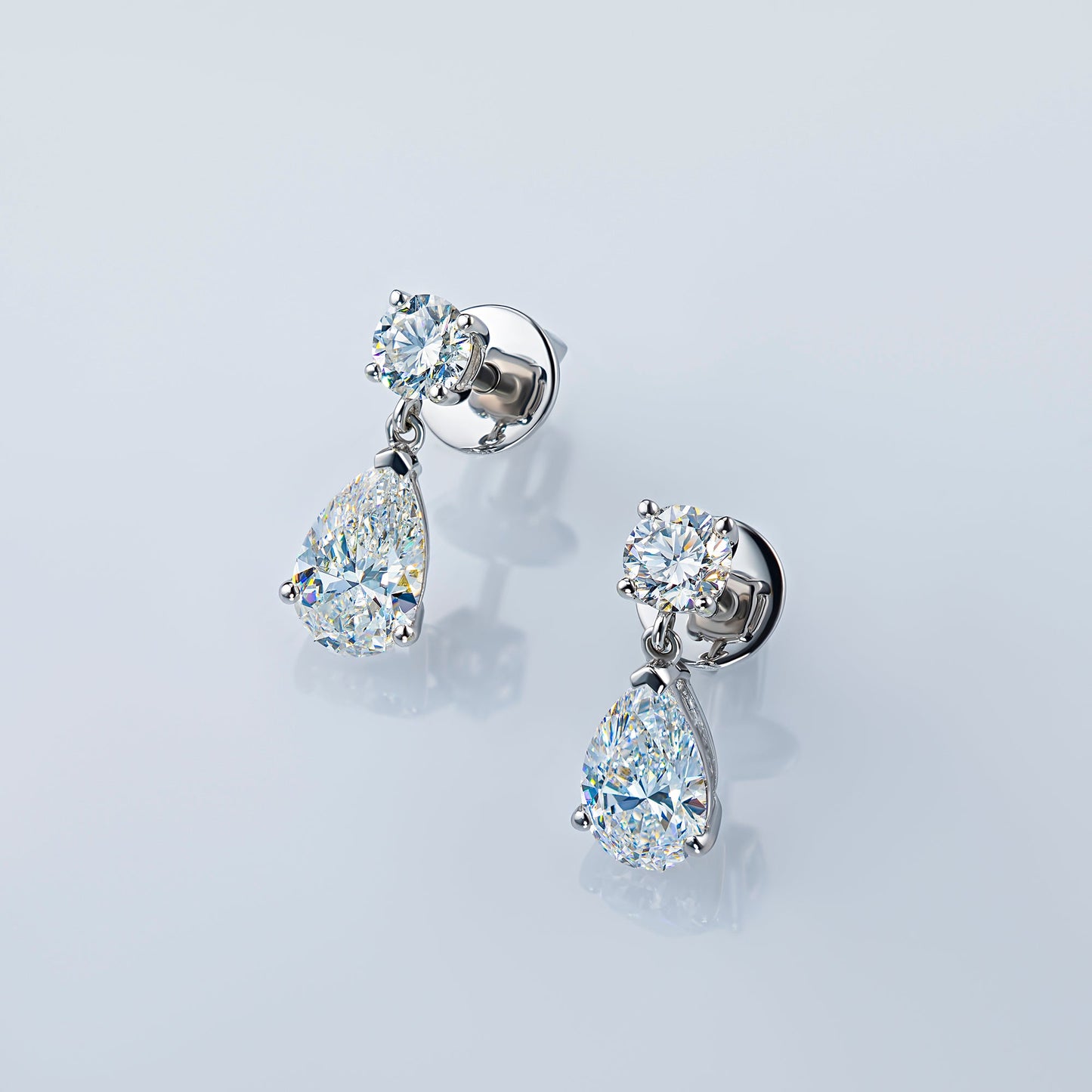 14K White Gold Earring Studs with 4 Round-Cut Lab-Created Diamonds - Which Mark