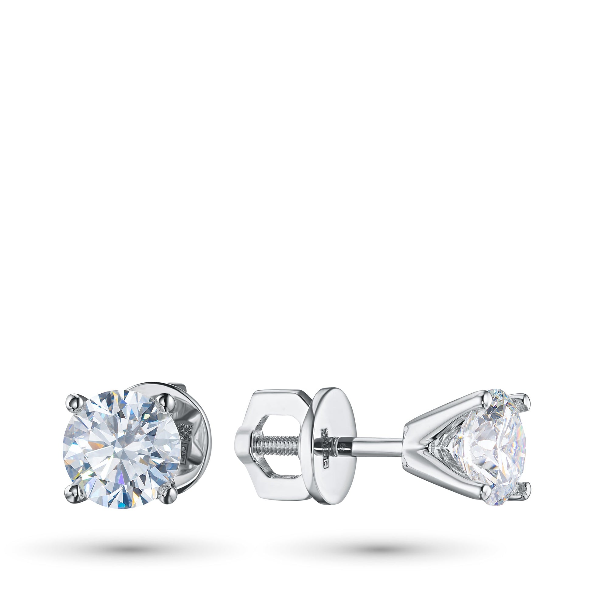 14K White Gold Earring Studs with 2 Round-Cut Lab-Created Diamonds - Which Mark