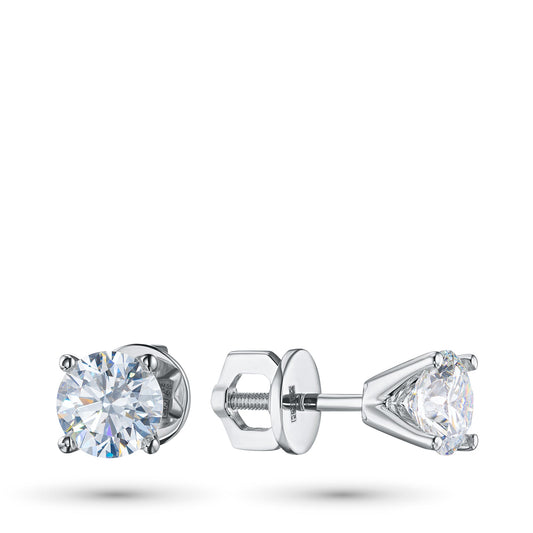 14K White Gold Earring Studs with 2 Round-Cut Lab-Created Diamonds - Which Mark