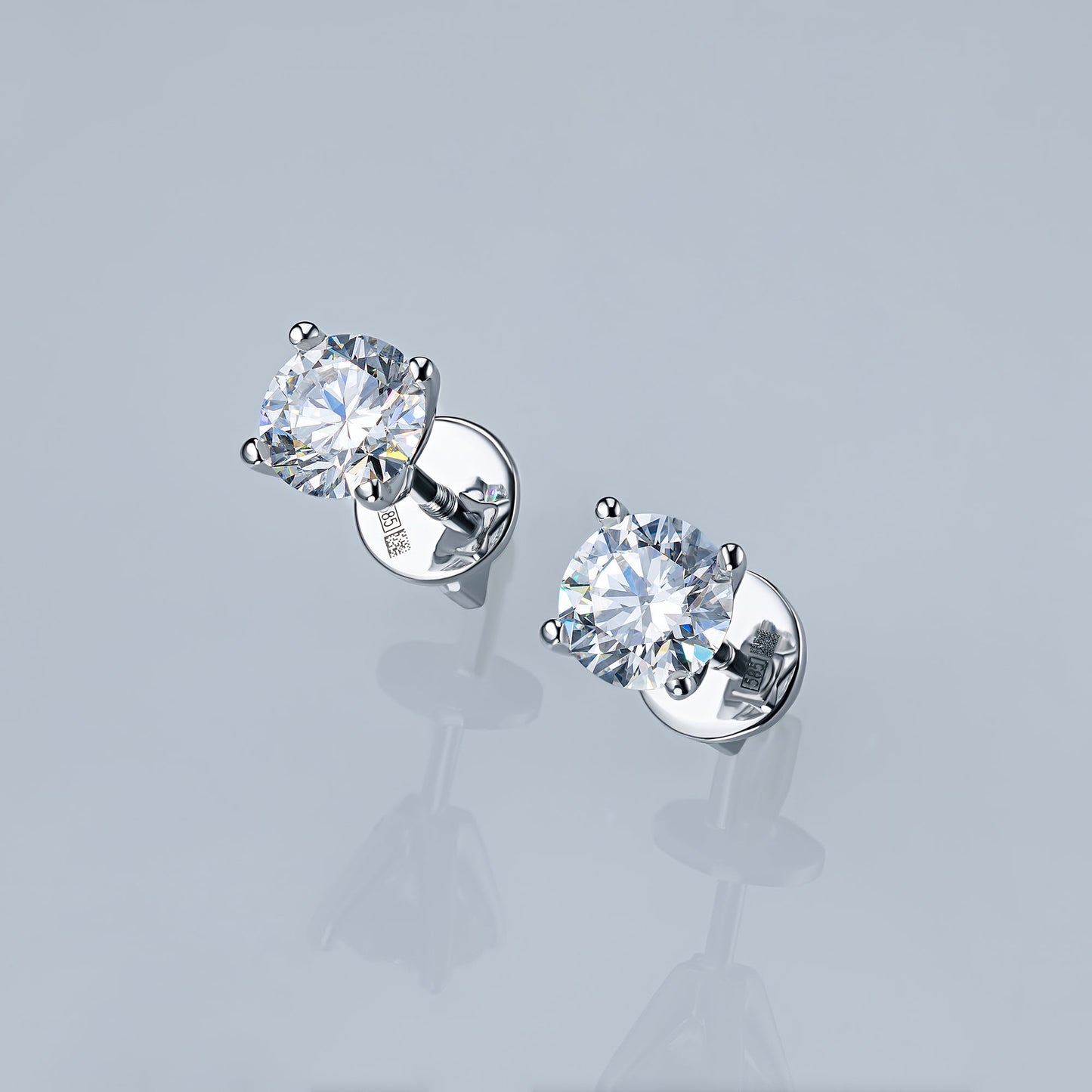 14K White Gold Earring Studs with 2 Round-Cut Lab-Created Diamonds - Which Mark