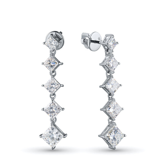 14K White Gold Earring Studs with 10 Princess-Cut Lab-Created Diamonds - Which Mark