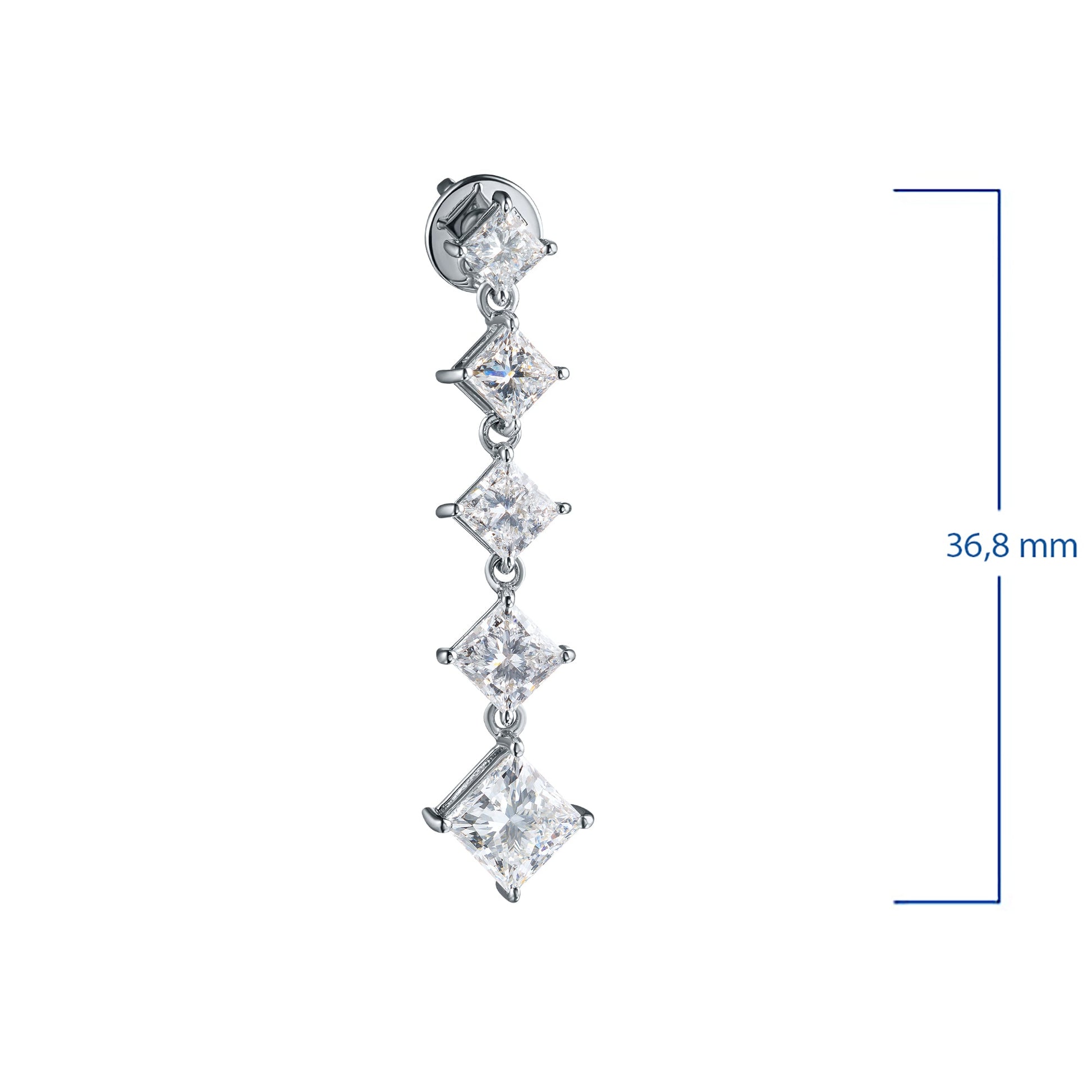 14K White Gold Earring Studs with 10 Princess-Cut Lab-Created Diamonds - Which Mark
