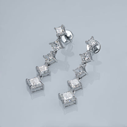 14K White Gold Earring Studs with 10 Princess-Cut Lab-Created Diamonds - Which Mark
