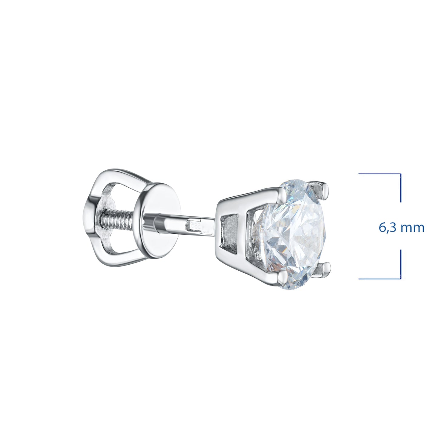 14K White Gold Earring Studs with 2 Round-Cut Lab-Created Diamonds - Which Mark