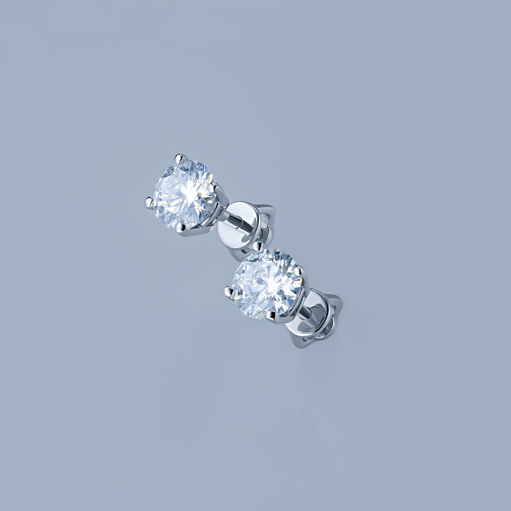 14K White Gold Earring Studs with 2 Round-Cut Lab-Created Diamonds - Which Mark