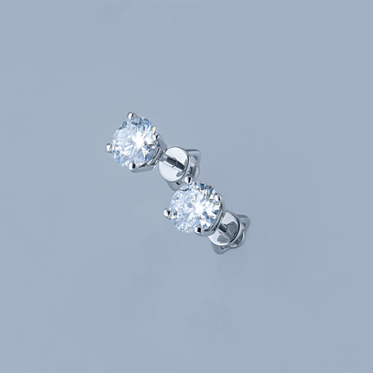 14K White Gold Earring Studs with 2 Round-Cut Lab-Created Diamonds - Which Mark