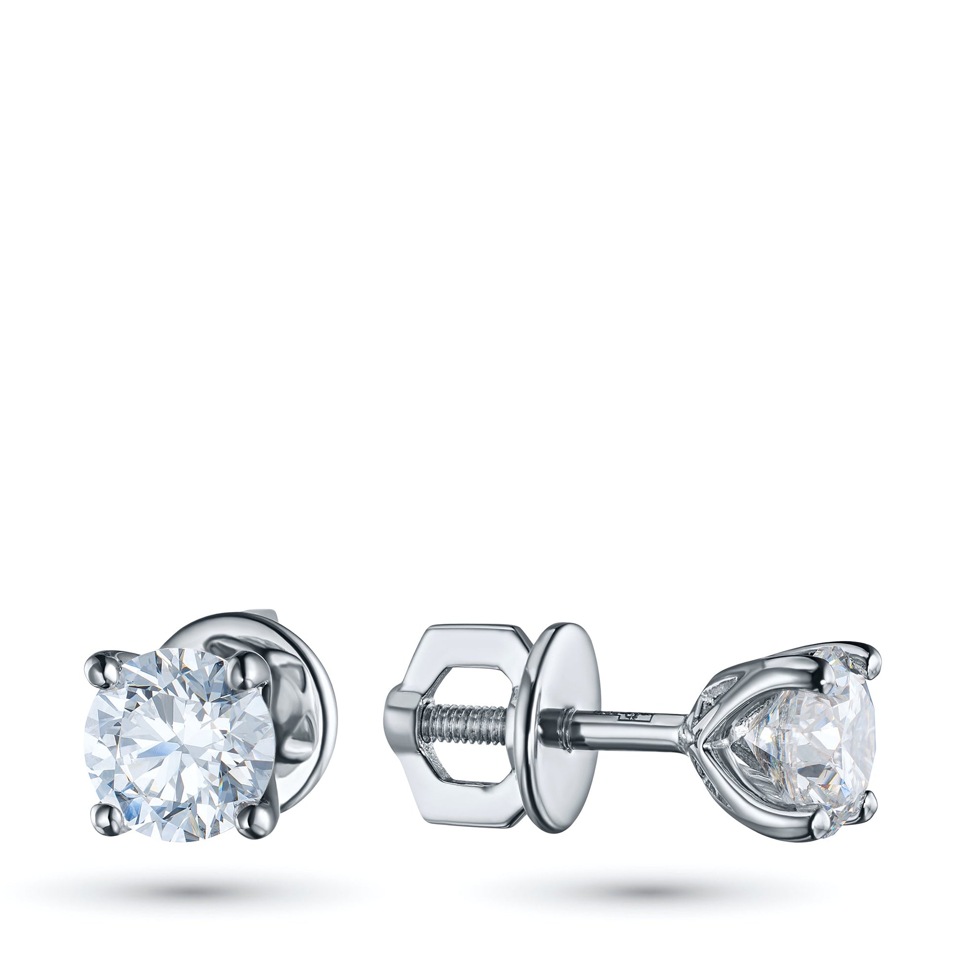 14K White Gold Earring Studs with 2 Round-Cut Lab-Created Diamonds - Which Mark
