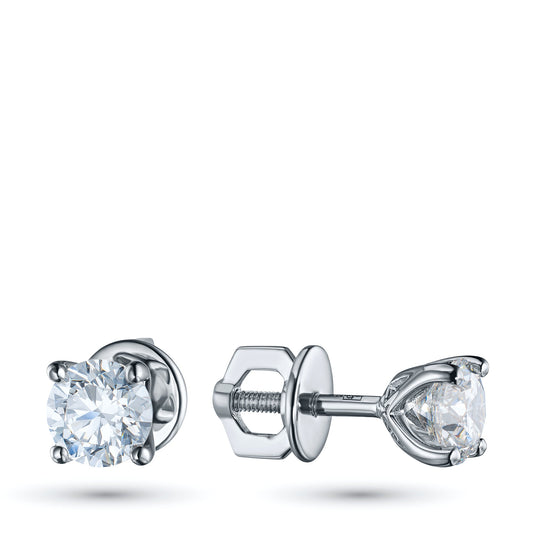 14K White Gold Earring Studs with 2 Round-Cut Lab-Created Diamonds - Which Mark