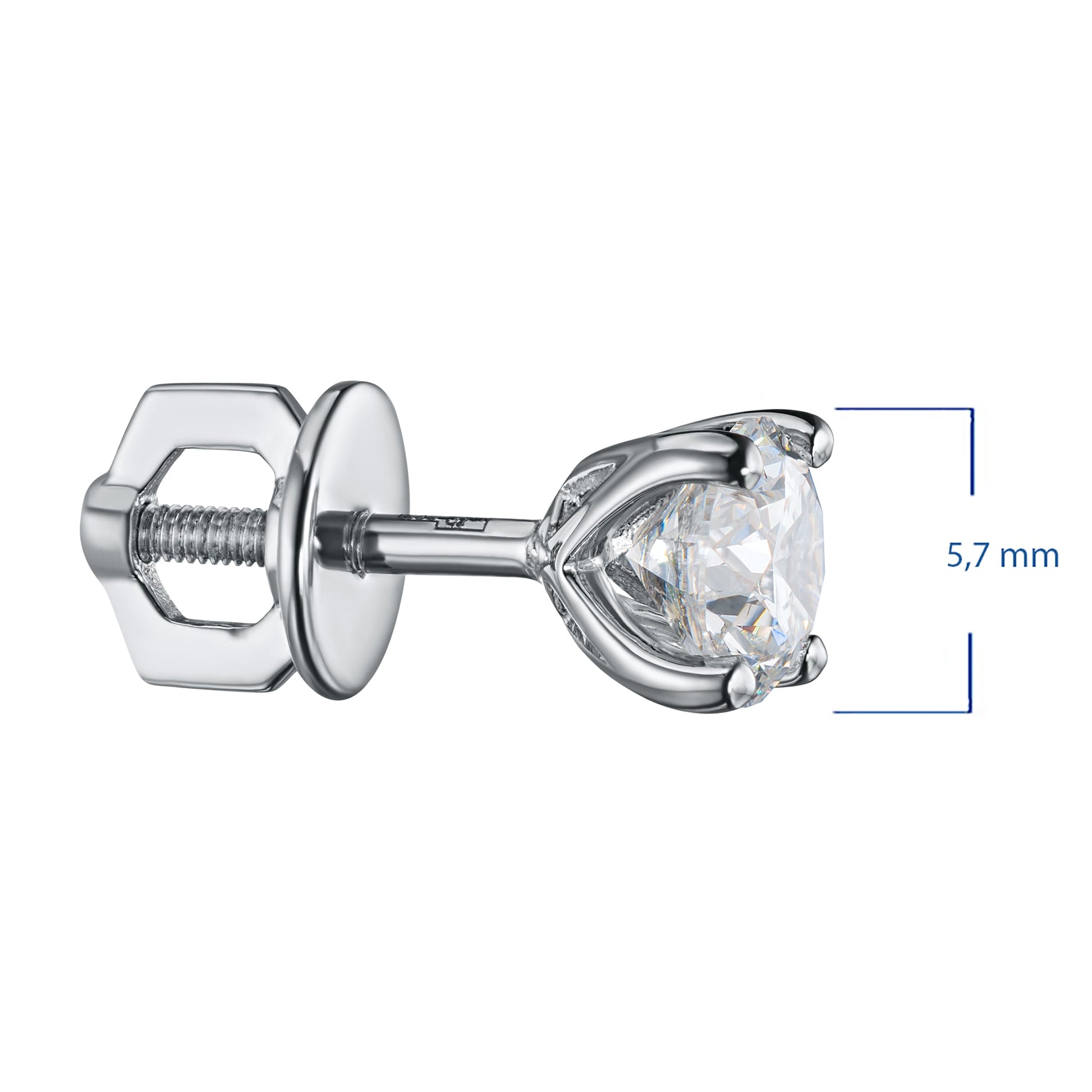 14K White Gold Earring Studs with 2 Round-Cut Lab-Created Diamonds - Which Mark