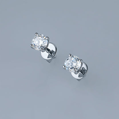 14K White Gold Earring Studs with 2 Round-Cut Lab-Created Diamonds - Which Mark