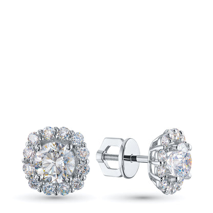 White Gold Earring Studs with 26 Round-Cut Lab-Created Diamonds 2.63 - Which Mark