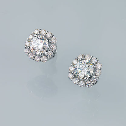 White Gold Earring Studs with 26 Round-Cut Lab-Created Diamonds 2.63 - Which Mark