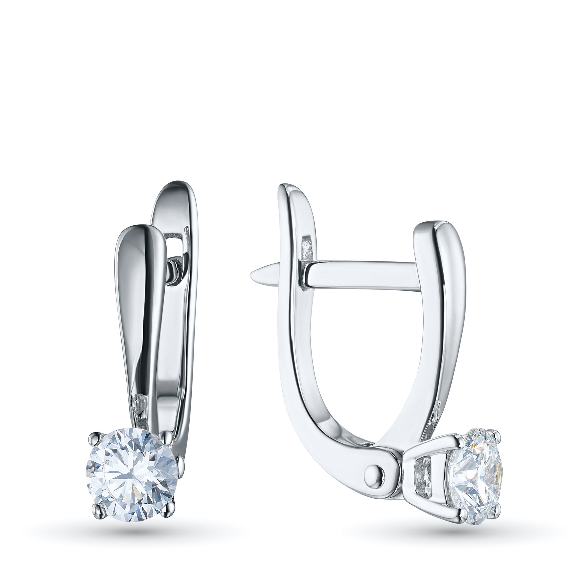 14K White Gold Earrings with 2 Round-Cut Lab-Created Diamonds 0.867 - Which Mark
