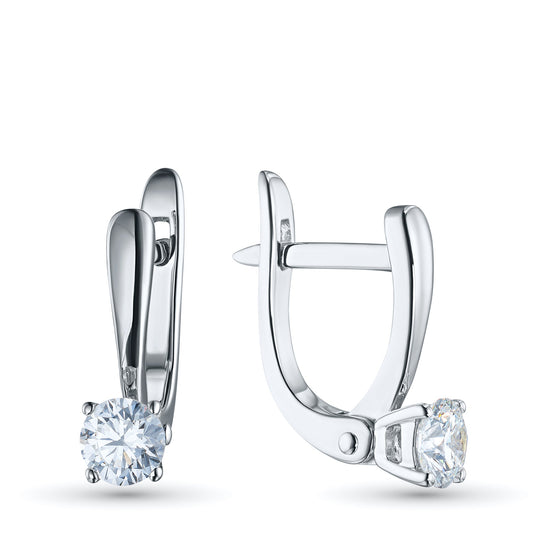 14K White Gold Earrings with 2 Round-Cut Lab-Created Diamonds 0.867 - Which Mark