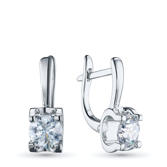 14K White Gold Earrings with 2 Round-Cut Lab-Created Diamonds 1.52 - Which Mark