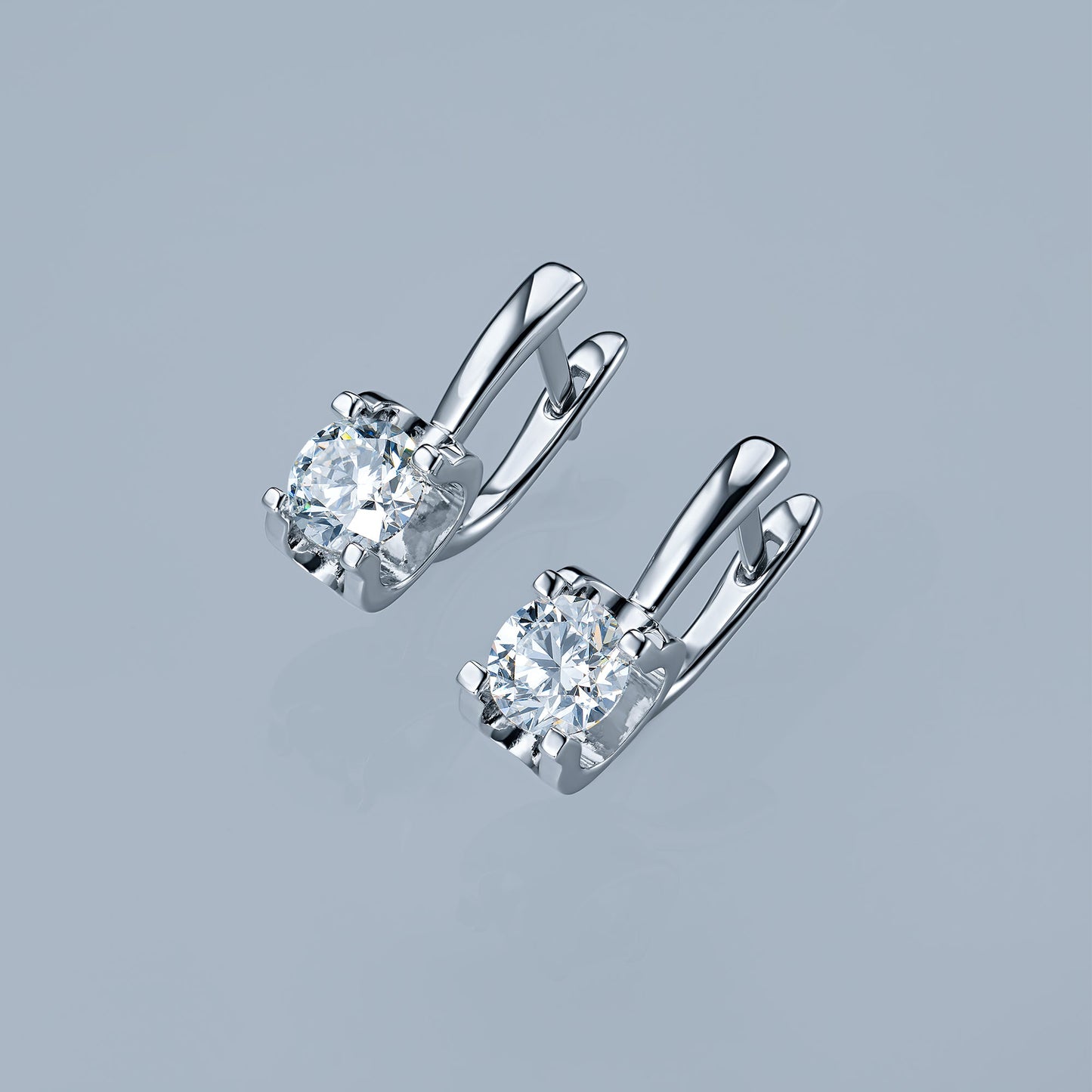 14K White Gold Earrings with 2 Round-Cut Lab-Created Diamonds 1.52 - Which Mark