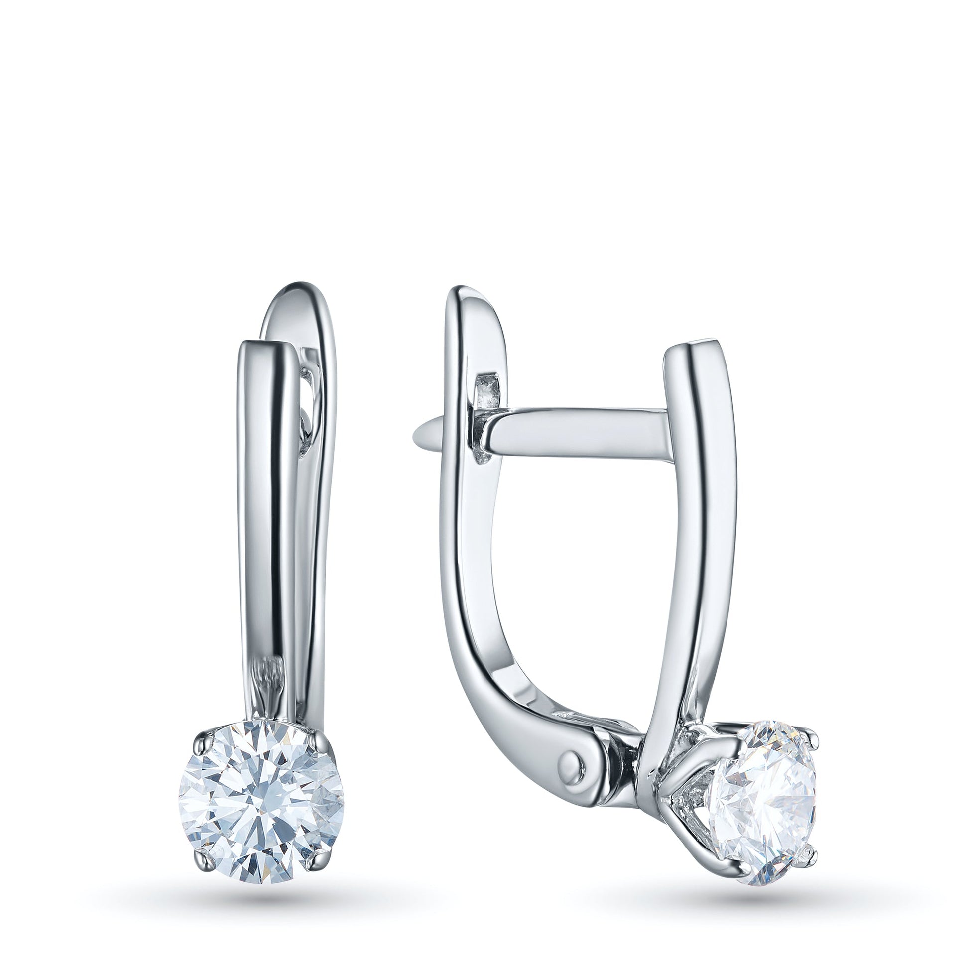 14K White Gold Earrings with 2 Round-Cut Lab-Created Diamonds 0.7 - Which Mark