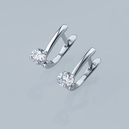 14K White Gold Earrings with 2 Round-Cut Lab-Created Diamonds 0.7 - Which Mark