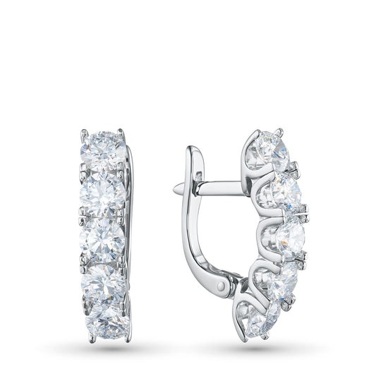 14K White Gold Earrings with 10 Round-Cut Lab-Created Diamonds 1.255 - Which Mark