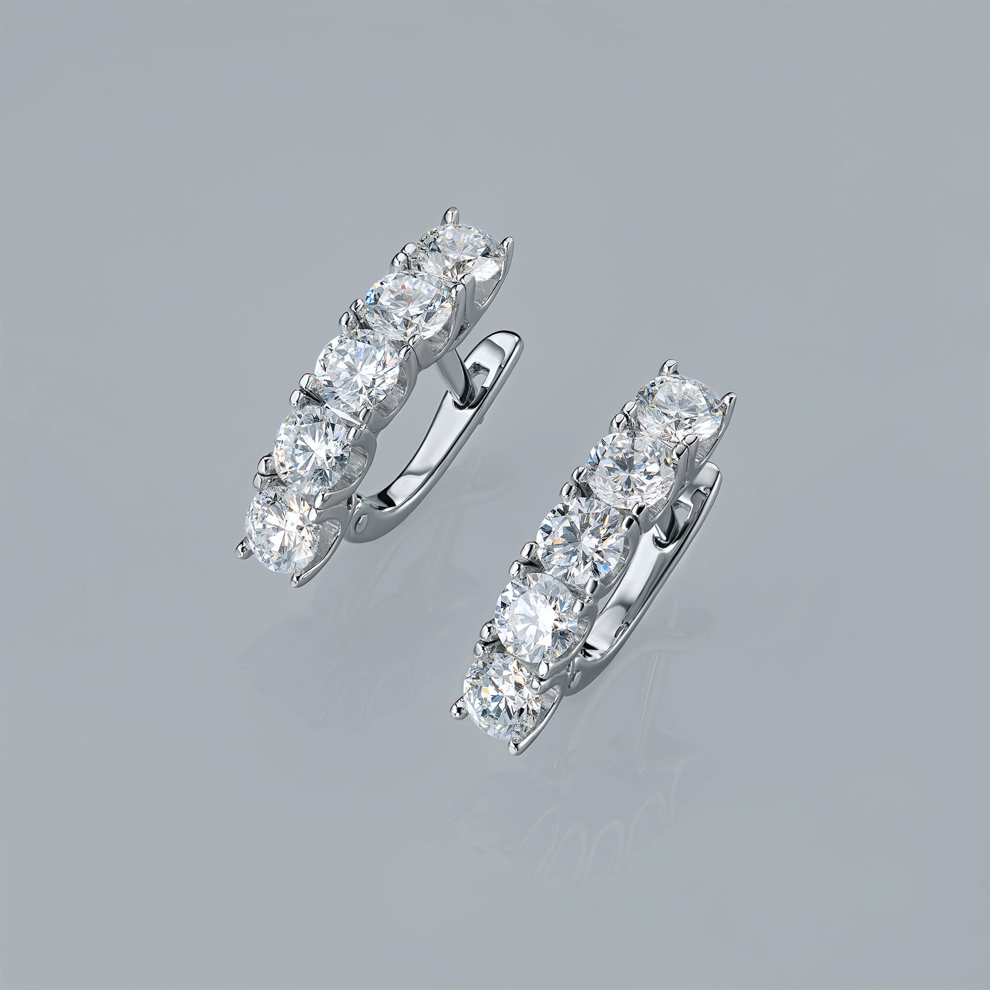 14K White Gold Earrings with 10 Round-Cut Lab-Created Diamonds 1.255 - Which Mark