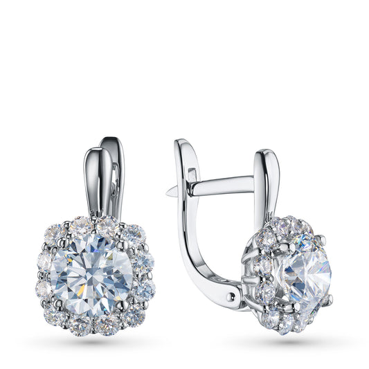 14K White Gold Earrings with 26 Round-Cut Lab-Created Diamonds 2.842 - Which Mark