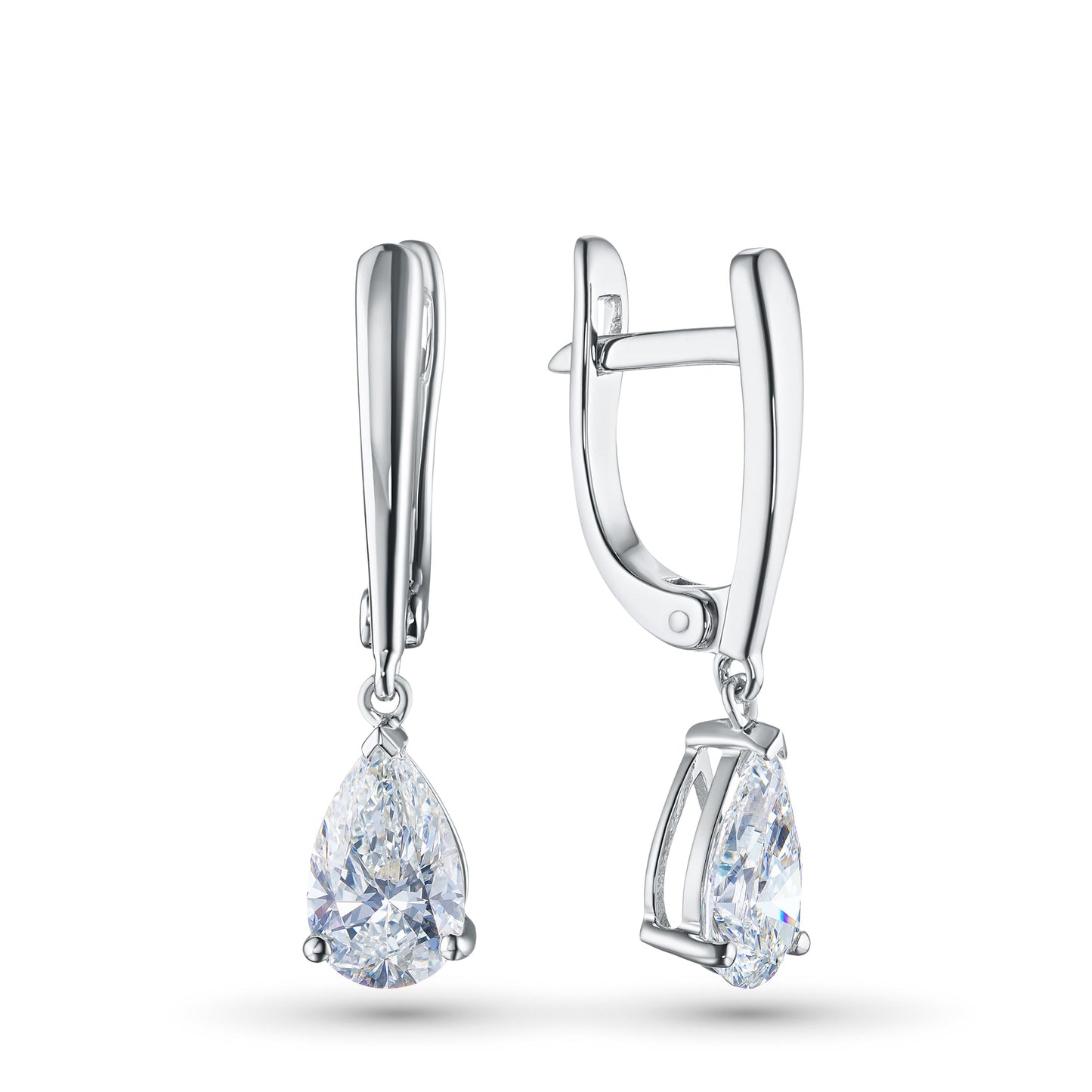 14K White Gold Earrings with 2 Pear-Cut Lab-Created Diamonds 2.05 - Which Mark