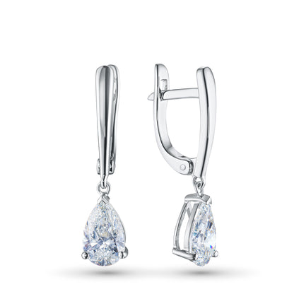 14K White Gold Earrings with 2 Pear-Cut Lab-Created Diamonds 2.05 - Which Mark