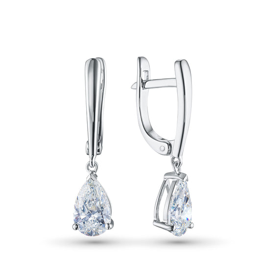 14K White Gold Earrings with 2 Pear-Cut Lab-Created Diamonds 2.05 - Which Mark